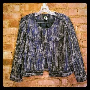 J. Crew Cropped Blue & White  Textured Jacket